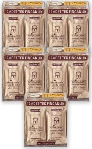 Kurukahveci Mehmet Efendi Tek Fincanlık 12x6 Gr X5 Paket (5 Paket içerisinde 60 Adet) Türk Kahvesi