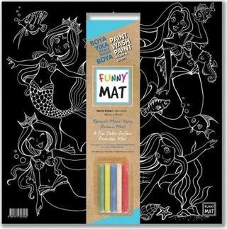 Akademi Çocuk - Funny Mat  Black (Tebeşirli ) Deniz Kızları -  40x40