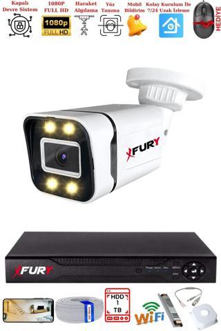 FURY 1 Kameralı 1080P Görüntü Gece Renkli Full Hd 4 x Ultra Led Gece Renkli Güvenlik Kamerası 1TB