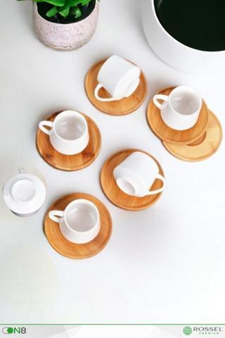 Rossel Premium Bambulu Porselen 6'lı Kahve Fincan Takımı POR-101094