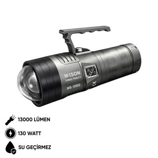 Şarj Edilebilir El Feneri - Wison - 13000 Lümen - 130 Watt (WS-15500)