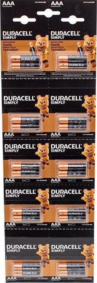 Duracell 1.5V İnce AAA 20'li Alkalin Pil LR03/MN20