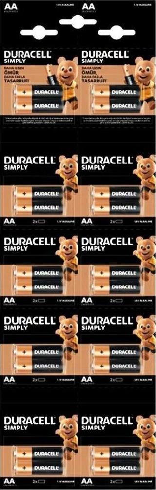 Duracell 20'li Kartela 1.5 V Alkalin AA Kalem Pil