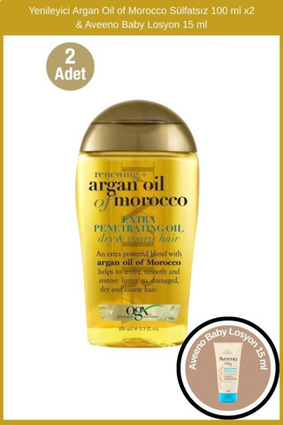 Yenileyici Argan Oil of Morocco Sülfatsız 100 ml x2 & Aveeno Baby Losyon 15 ml