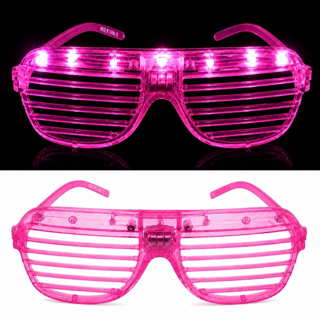 Led Işıklı Panjur Parti Gözlüğü Pembe Renk Shutter Gözlük