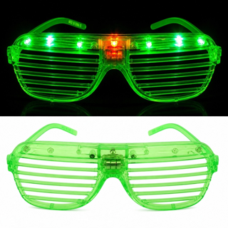 Led Işıklı Panjur Parti Gözlüğü Yeşil Renk Shutter Gözlük