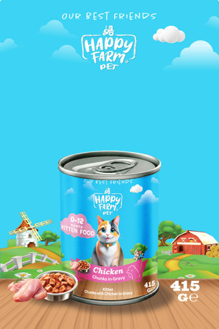 Happy Farm Yavru Kedi Maması Tavuklu 415 Gr 6 Adet