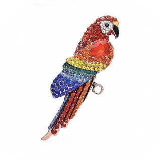 Papağan Harlequin Macaw Renkli Zirkon Taşlı Büyük Boy Broş RZ169