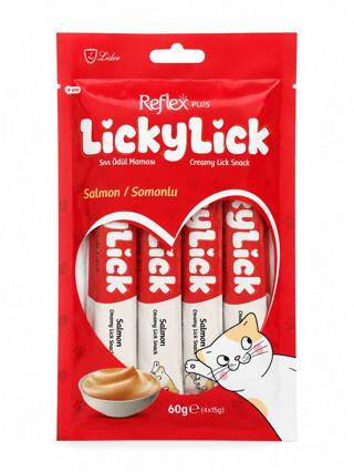 REFLEX PLUS LİCKYLİCK KEDİ SIVI ÖDÜL SOMON 4*15 GR 
