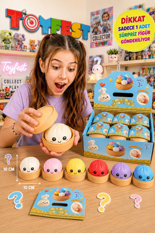 Dim Sum Viral Squishy Stres Topu Sıkılabilir Duyusal Oyuncak Çin Mantısı Kutu Şeklinde -10 CM-1 ADET