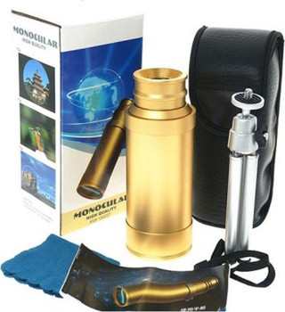 50X50 Panda Metal Gövde Tek Gözle Büyük Mercek Korsan Dürbün Gold