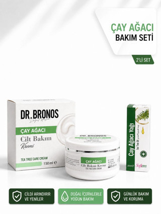DR.BRONOS Çay Ağacı Cilt Bakım Kremi 150 ml. | Softem Çay Ağacı Yağı 20 ml.
