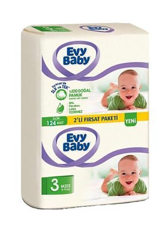 Evy Baby Bebek Bezi 3 Midi 124 Adet