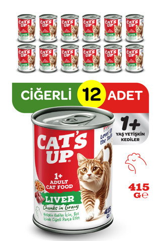 Cats Up Yaş Yetişkin Kedi Maması Ciğerli 415gr 12Li