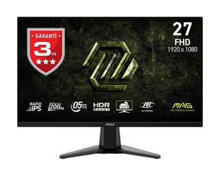 MSI 27" MAG 275F E20 1920x1080 (FHD) 16:9 FLAT RAPID IPS 200HZ 0.5MS (Min.) ADAPTIVE-SYNC GAMING MONITOR