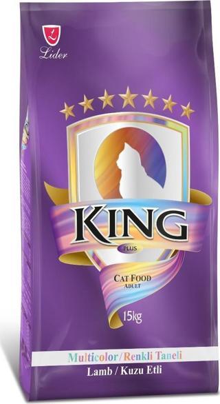 King Multicolor Renkli Taneli Kuzu Etli Yetişkin Kedi Maması 15 kg