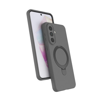 Maks Technology Galaxy A57 Kılıf M-safe Şarj Özellikli Standlı MKST Samara Kapak - Titanyum-Gri