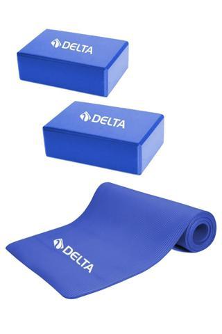 Delta Konfor Zemin Taşıma Askılı 15 mm Pilates Minderi Yoga Matı 2 Adet Yoga Blok Çiftli Yoga Bloğu