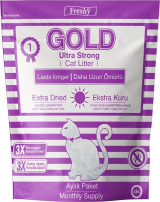 Freshy Gold Silika Kristal Kedi Kumu - Aylık Paket - Kalın Taneli