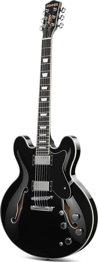 Donner DJP-1000 Semi-Hollow Elektro Gitar (Siyah)