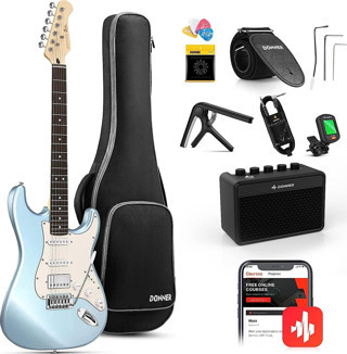 Donner DST-152R Elektro Gitar Seti (Metallic Ice Blue)