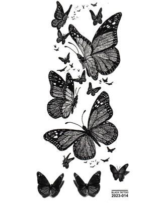 Tattoo Geçici Dövme Vücut Dövmesi 9x19 cm (siyah014) - Kelebek