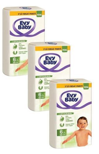 Evy Baby Bebek Bezi 6 Beden Xl 3'lü Fırsat Paketi 15+ Kg 168 Adet