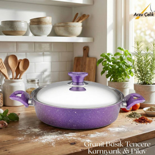 26 Cm Granit Karnıyarık & Pilav Tenceresi Çelik Kapak - Violet
