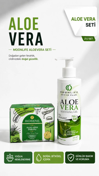 MoonLife AloeVera Jel 200 ml & Biobiens AloeVera Sabunu