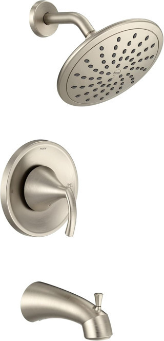 Moen T2843Epbn Glyde Tub Shower Faucet System With Rainshower Showerhead Without Valve, Brushed Nick