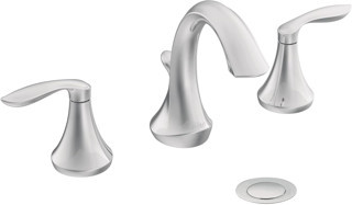 Moen T6420Bn Eva Two-Handle High-Arc 8-Inch Widespread Bathroom Faucet, Valve Required, Brushed Nick
