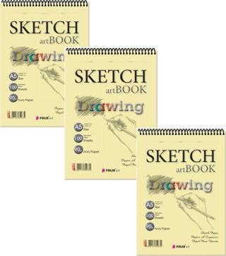 Folix art Sketchbook Ivory 100 Yp. 90 Gr. A5 Çizim Ve Eskiz Defteri DR.00823 3'lü