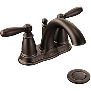 Moen 6610Orb Brantford Çift Kulplu Low Arc Banyo Lavabo Gider Montaj, Yağ Ile Ovulmuş Bronz