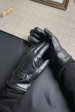 Sebura Lüks Erkek Ithal Deri Siyah Çizgi Tasarım Dokunmatik Ekran Uyumlu Eldiven