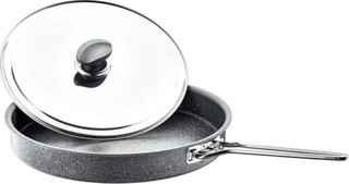 Oms Granit Hamsi Tava Metal Kapak Çelik Sap 28x4cm Gri