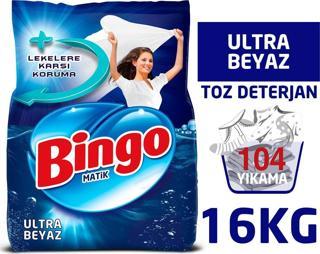 Bingo Matik Toz Çamaşır Deterjanı 4 Kg Ultra Beyaz 4'lü