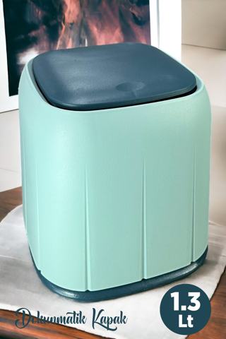 Dokunmatik Sihirli Çöp Kovası 1.3 Lt | Bas Aç Kapaklı Çöp Kutusu | Banyo Mutfak Ev Ofis Tezgah Üstü 