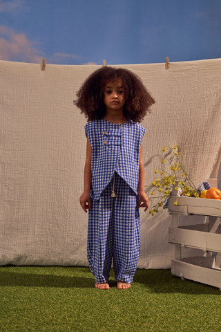 Oh La La Koala For Little Ones Mavi Daisy Picnic Serisi Asimetrik Yelekli Takım