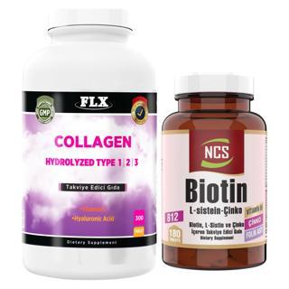 FLX Collagen Multi Kollajen Tip 1-2-3 Hyaluronik Asit 300 Tablet+Biotin 180 Tablet