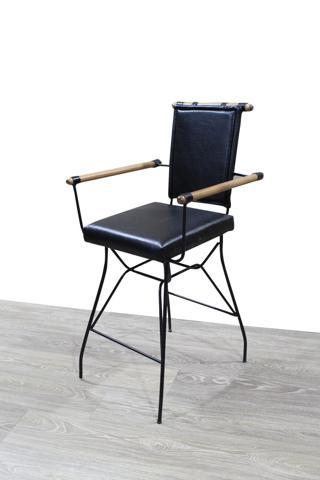 Sandalye 14593 PENYEZYüksek Model Metal Siyah fırın Boya Suni Deri Balkon-Bahçe