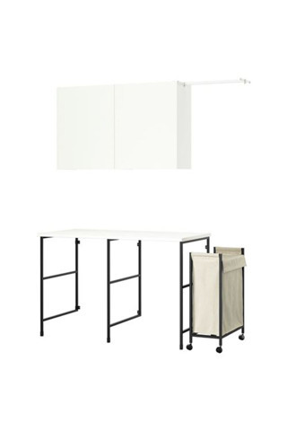 Ikea Enhet, Çamaşır Odası Ve Banyo İçin Raf Kombinasyonu, Beyaz-Antrasit, 139X63.5 Cm