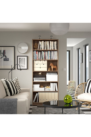 Ikea Kitaplık, Meşe Görünümlü, 80X28X202 Cm İster Kitap İster Günlük Eşya Saklayın
