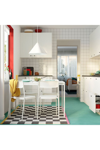 Ikea Mutfak Masası Takımı, Beyaz, 4 Sandalyeli, Açılabilir, 84/120X74 Cm