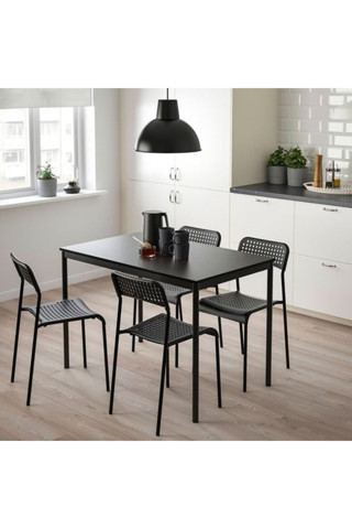 Ikea Sandsberg/Addemutfak Masası Takımı, Siyah, 4 Sandalyeli , Mezura 110X67 Cm