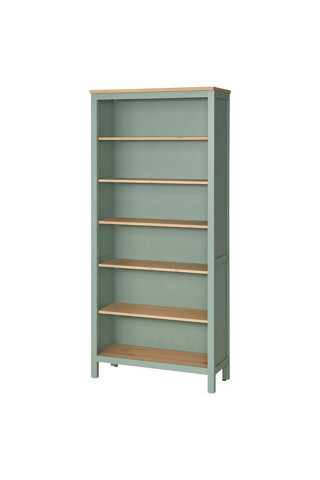 Ikea Kitaplık, Gri-Yeşil-Açık Kahverengi, 90X197 Cm