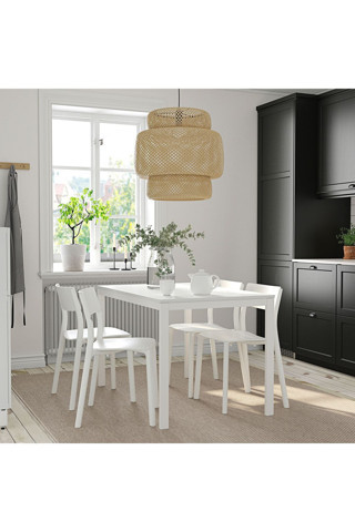 Ikea Mutfak Masası Takımı, Beyaz, 4 Sandalyeli, Açılabilir Masa Tablası Neme Ve Lekelere Karşı Dayanıklı