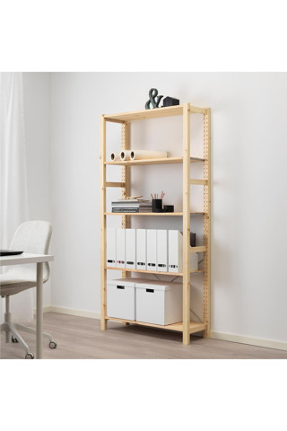 Ikea Raf Ünitesi, Çam, 89X30X179 Cm Masif Çam Raf