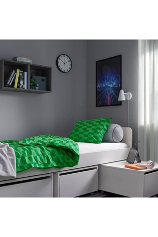 Ikea Slakt/Luröy, Tek Kişilik Baza, Beyaz, 90X200 Cm