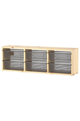 Ikea Çocuk Duvar Rafı, Çam-Gri, 93X21X30 Cm