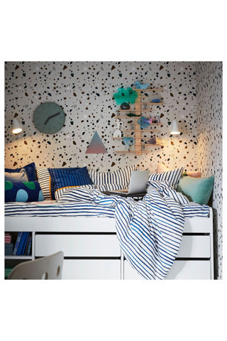 Ikea Tek Kişilik Baza, Beyaz, 90X200 Cm, 4 Çekmeceli